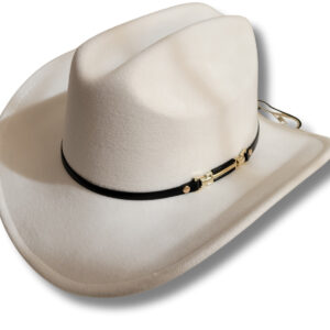 Sombrero Vaquero de Cuero Gamusado Blanco